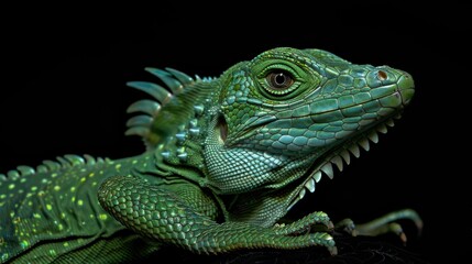Obraz premium Green Plumed Basilisk Lizard (Basiliscus plumifrons), Boca Tapada generative ai