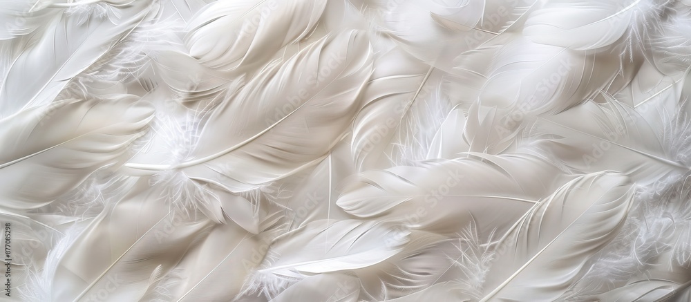 Poster A lovely array of white duck feathers, ideal for a background or texture in a copy space image.