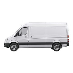 Fototapeta premium Side View White Delivery Van Mockup, isolated transparent, Generative AI