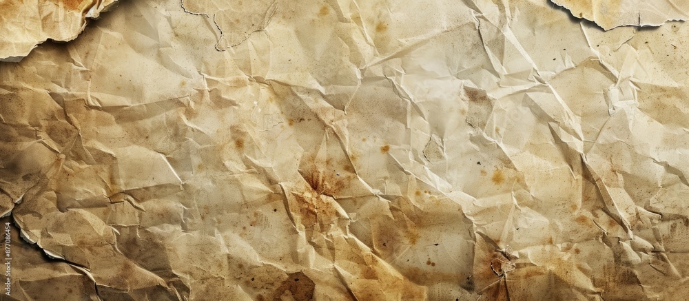 Poster texture background of aged, wrinkled paper with stains featuring copy space image.