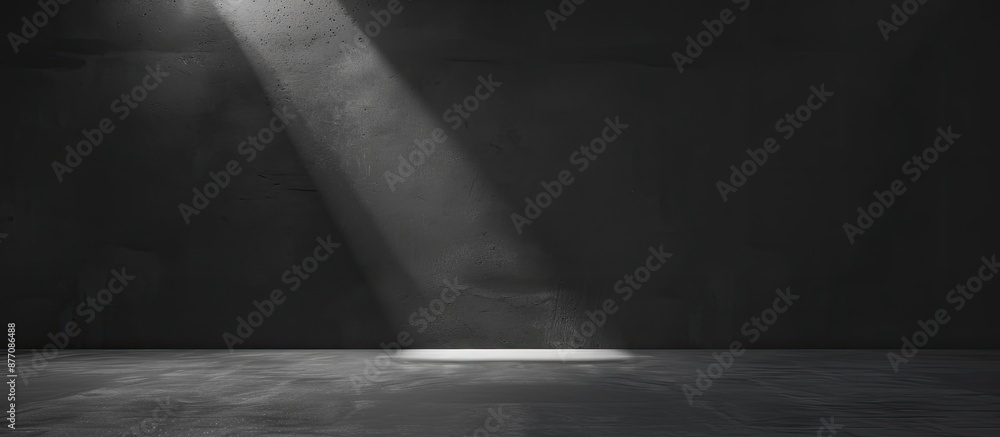 Leinwandbilder Abstract black textured backdrop illuminated by a spotlight in copy space image.