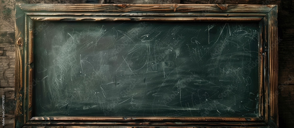 Poster A vintage chalkboard texture featuring an old wooden frame perfect for design projects with a copy space image.