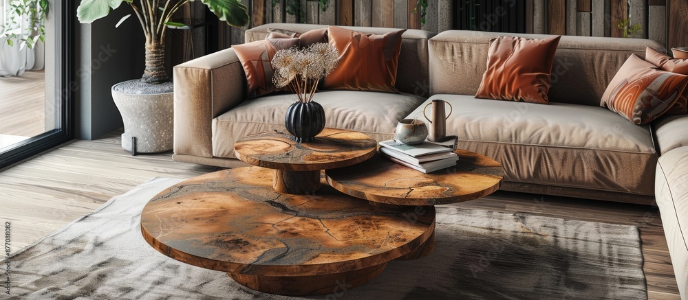 Aufkleber Living room table with a stylish design intended for use as a background for a copy space image.