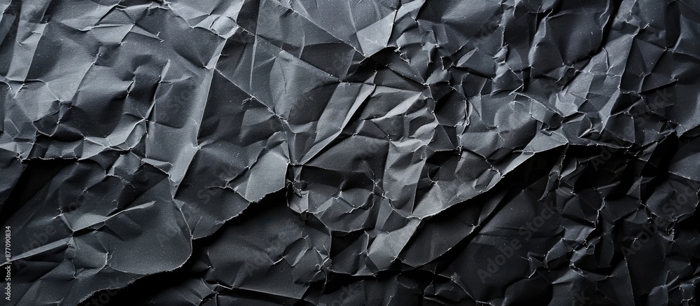 Aufkleber crumpled paper with a dark texture placed on a black background creates an eye-catching copy space i
