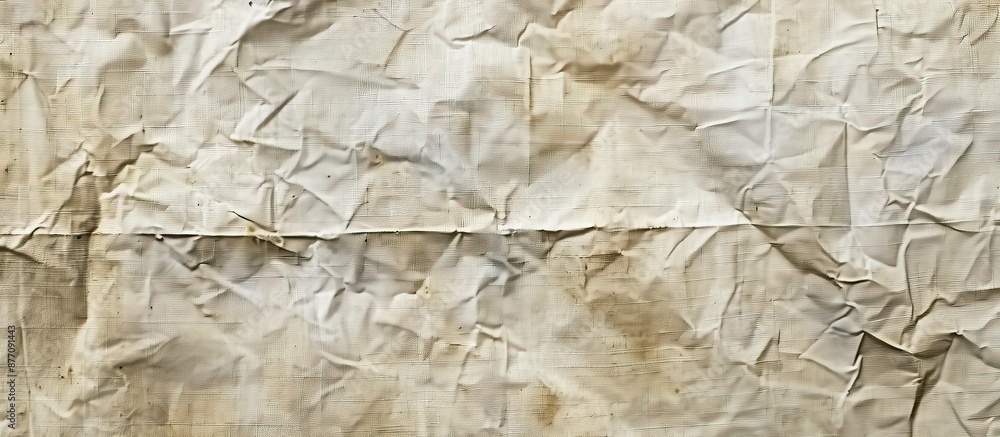 Fototapete image featuring unprimed artist's canvas with a coarse grain texture, crumpled in a vignette style, 