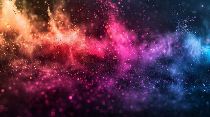 Naklejka premium Colorful powders splattered on a dark backdrop, capturing the vibrant explosion of multicolored glitter, perfect for a copy space image