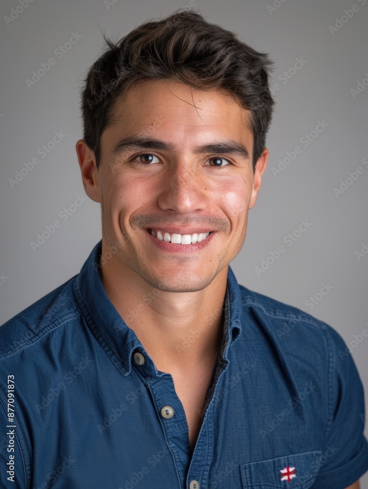 Canvas Prints a man with a blue shirt smiling for a picture