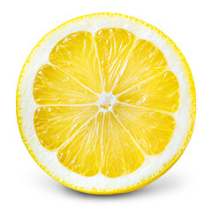 Lemon fruit slice isolated png. Lemon slice top view on transparent background. PNG format. Lemon...