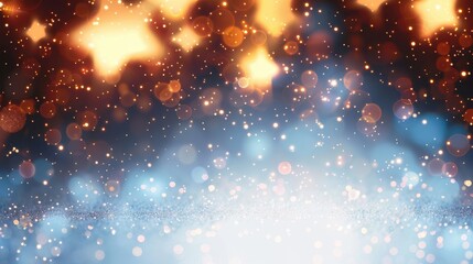 Naklejka premium Festive scene with star shapes and colorful bokeh lights creating an enchanting and celebratory atmosphere, evoking feelings of fun, warmth, and holiday spirit.
