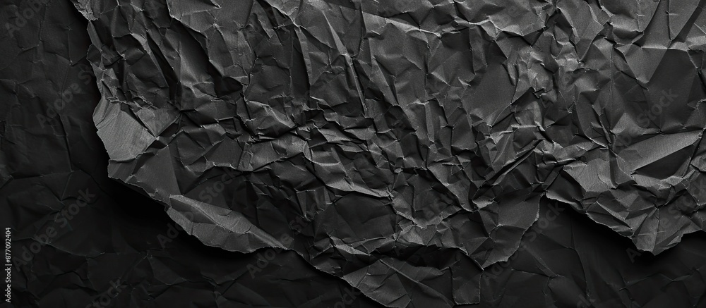 Poster crumpled paper with a dark texture placed on a black background creates an eye-catching copy space i