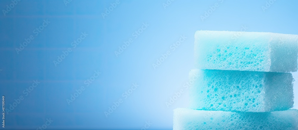 Aufkleber light blue background with sponges for a copy space image.