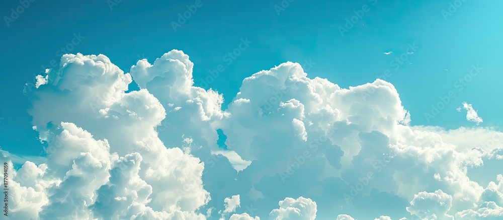 Poster Ideal for a background, the blue sky with diverse cloud shapes is excellent as a word backdrop in need of a copy space image.