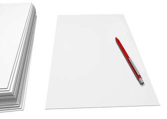Pencil on white paper sheet