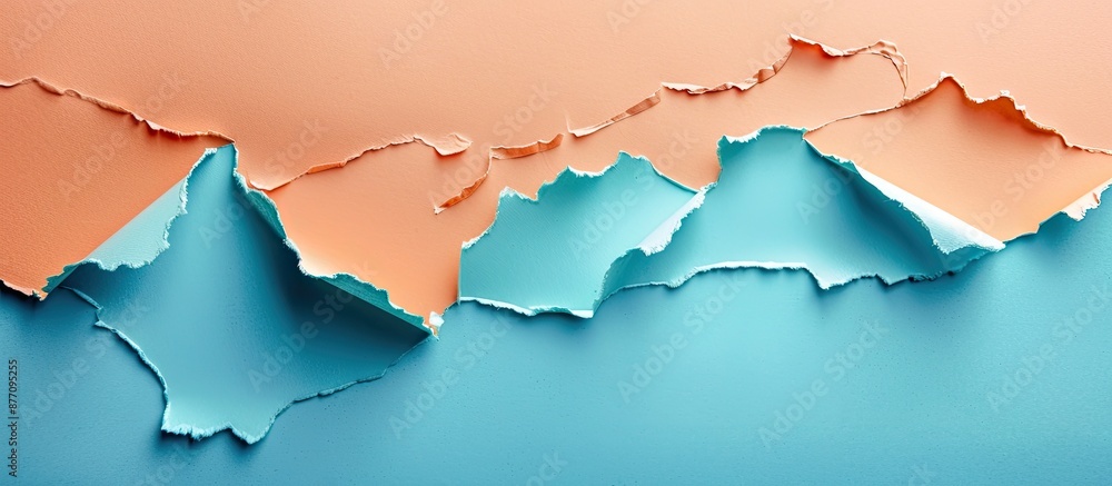 Poster Abstract torn edges of paper arranged in a flat lay style with copy space image.
