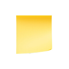 A single yellow sticky note with a soft shadow is isolated against a white background