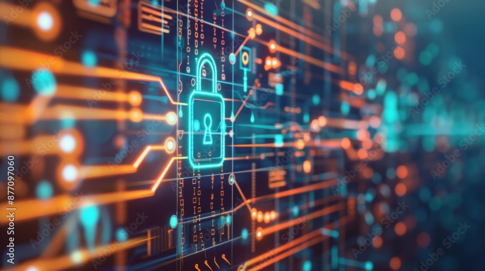 Poster secure network setup with a futuristic touch, secure networks, encryption