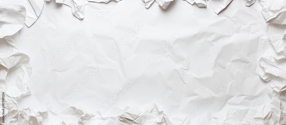 Poster crumpled paper on a white background with ample copy space image.