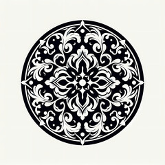 minimalist vector art single portuguese tile intricate patterns monochrome shades