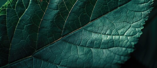 Detailed close-up of leaf texture with copy space image.