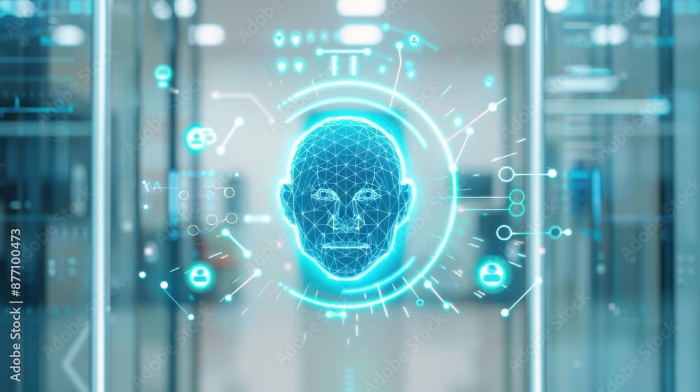 Poster smart security system with facial recognition, advanced and secure.