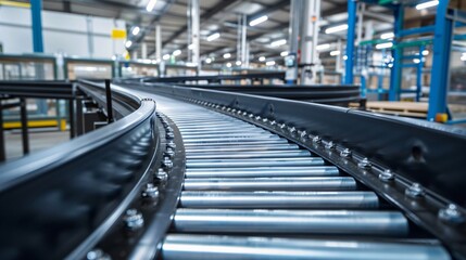 Fototapeta premium A clean, streamlined conveyor belt system with simple, efficient design and minimal parts