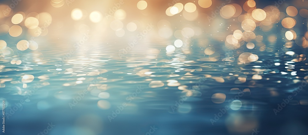 Aufkleber Background with blurry bokeh light reflections on water, perfect for copy space image.