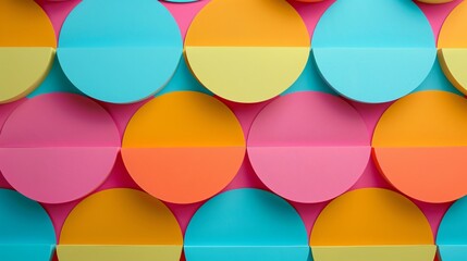 Bright, colorful half circles arranged in a minimalist pattern on a clean background