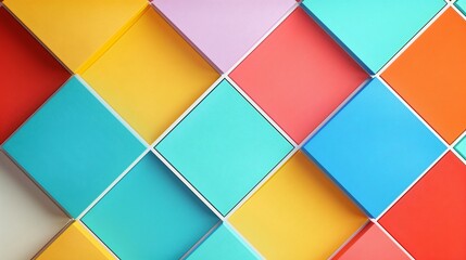 Brightly colored grids arranged in a minimalist pattern on a clean background