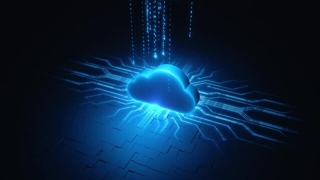 Technology cloud computing transfers databases to the cloud. Digital data storage and backup, Technology digital data abstract background with a cloud icon on circuit board,