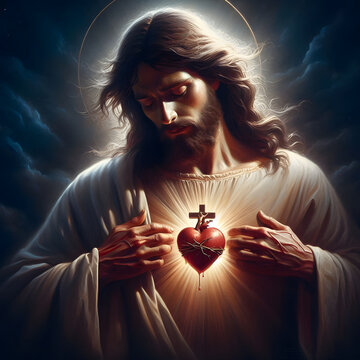 Portrait of Jesus with Merciful Heart