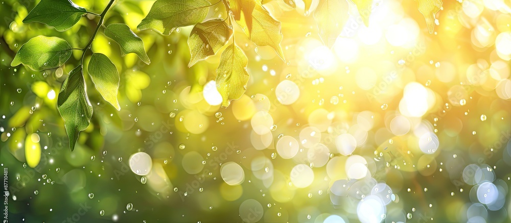 Aufkleber abstract blurred foliage and bright summer sunlight beautifully create a bokeh background with a cop