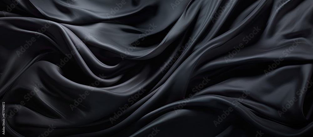 Poster detail of a textured black silk fabric with copy space image.