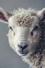 Obraz premium A tight shot of a sheep's visage, background softly blurred, focus gently on the face