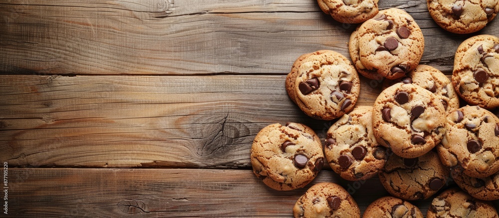 Leinwandbilder A frame of cookies displayed on a rustic wooden surface creates an inviting copy space image.