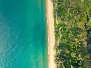 Amazing seascape view seashore and waves crashing on rocks,Aerial view beautiful sea in Phuket island Thailand