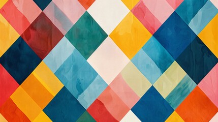 Simple, vibrant diamond shapes creating a minimalist pattern on a plain background