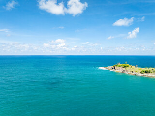 Amazing seascape view seashore and waves crashing on rocks,Aerial view beautiful sea in Phuket island Thailand
