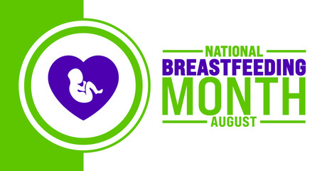 National Breastfeeding Month is observed every year in August. Holiday concept. Template for background, banner, card, poster, placard, design template with unique shapes with standard color.