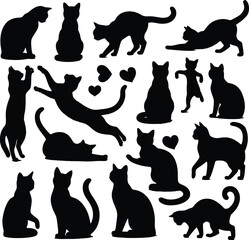 Flat design Cat silhouette vector illustration on a white background