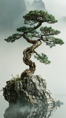 Plateau with a serene Hakushiri at tree, ideal as a copy space image