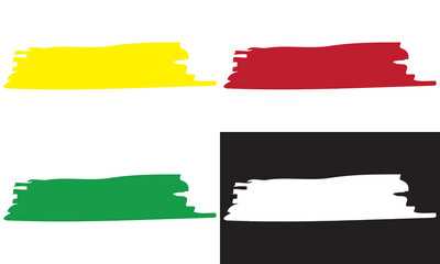 Green, red, yellow, white brush stroke isolated on background. Paint brush stroke vector for green ink paint, grunge design element, dirt banner, watercolor design, dirty texture.Trendy brush stroke, 