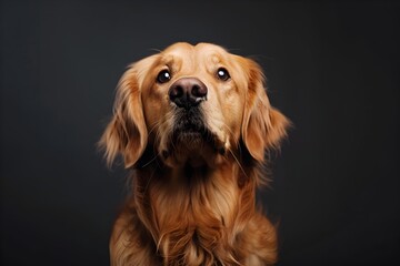 Obraz premium Closeup Portrait of Attentive Golden Retriever Dog