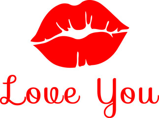 Love You - Kiss Pout Vector Graphic Design