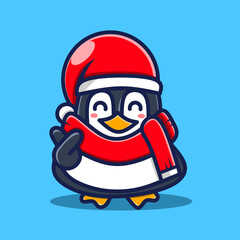 Cute cartoon penguin and love