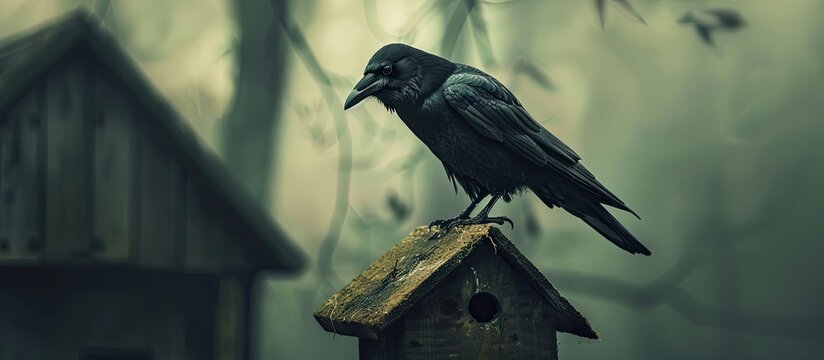 A picture depicting a house crow with copy space image available. - Powered by Adobe