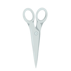 Closed scissors cartoon clipart. Vector flat silver shears. Isolated hand drawn illustration of paper cutters. Simple template for print and web design on white background.
