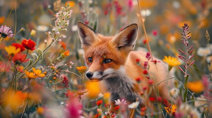 red, yellow, and purple blooms surround it as the backdrop
