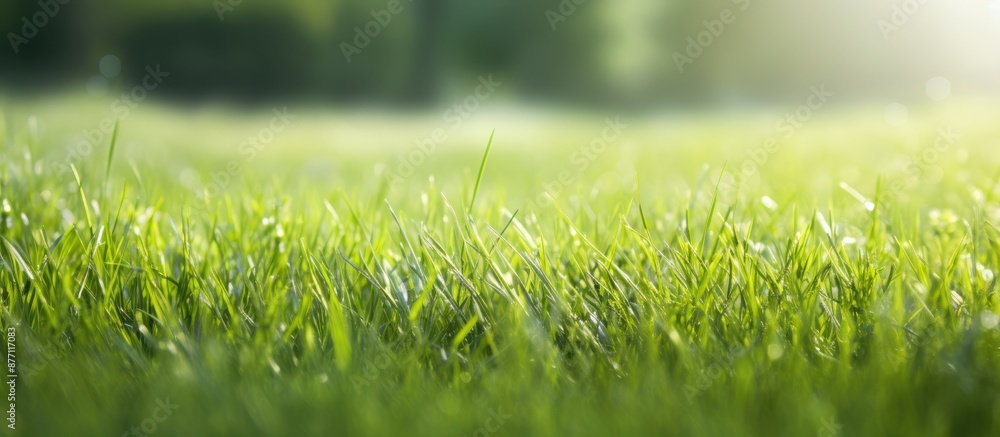 Poster Lush green grass in a natural setting with copy space image available.