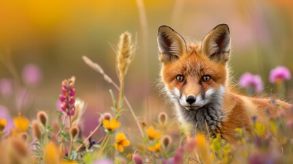 grasses and wildflowers fill the foreground