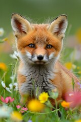 Obraz premium blurred grass and blooms behind